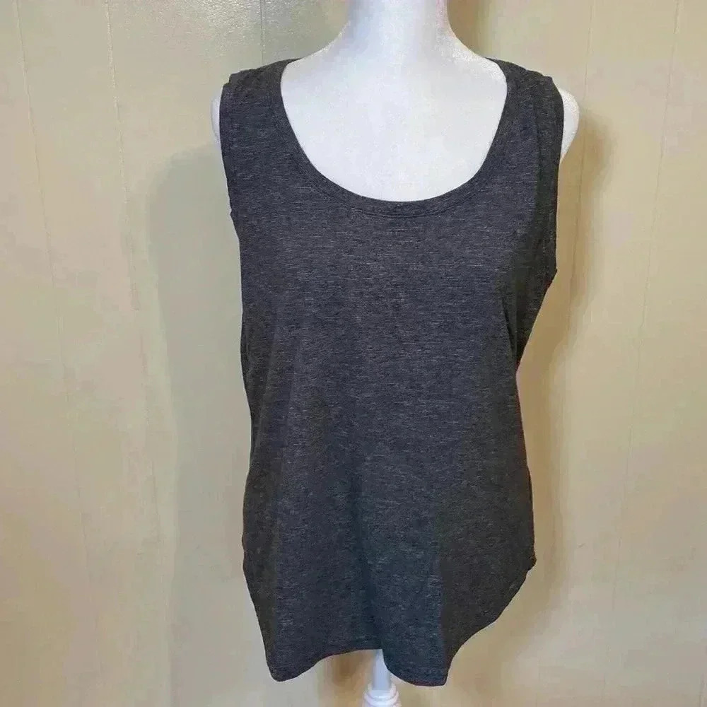 Columbia Woman’s Heathered Dark Gray Tank Top, Sleeveless Top, Size Large.